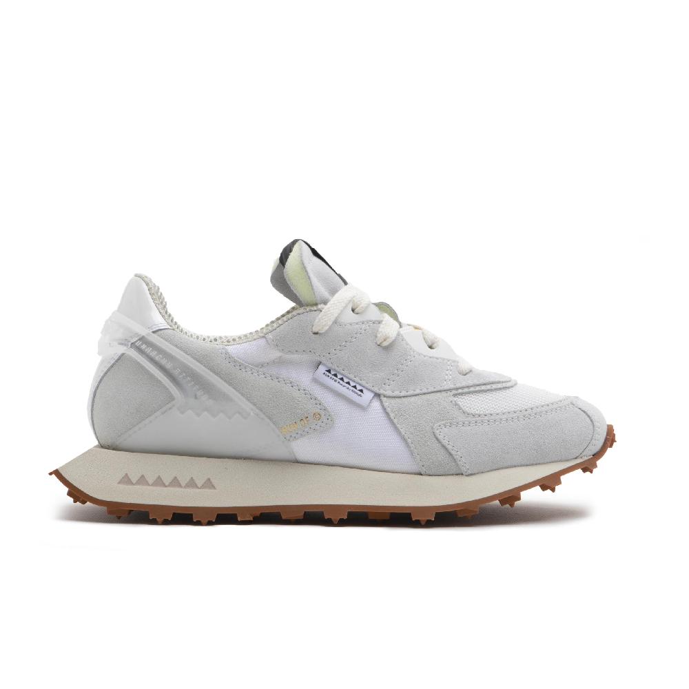 RUN OF Purity sneaker bianche in pelle scamosciata nylon e mesh