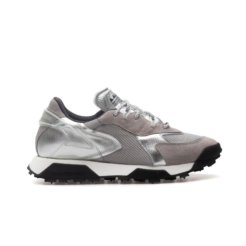RUN OF R-Silver sneakers in pelle scamosciata e mesh grigio tessuto sintetico argento