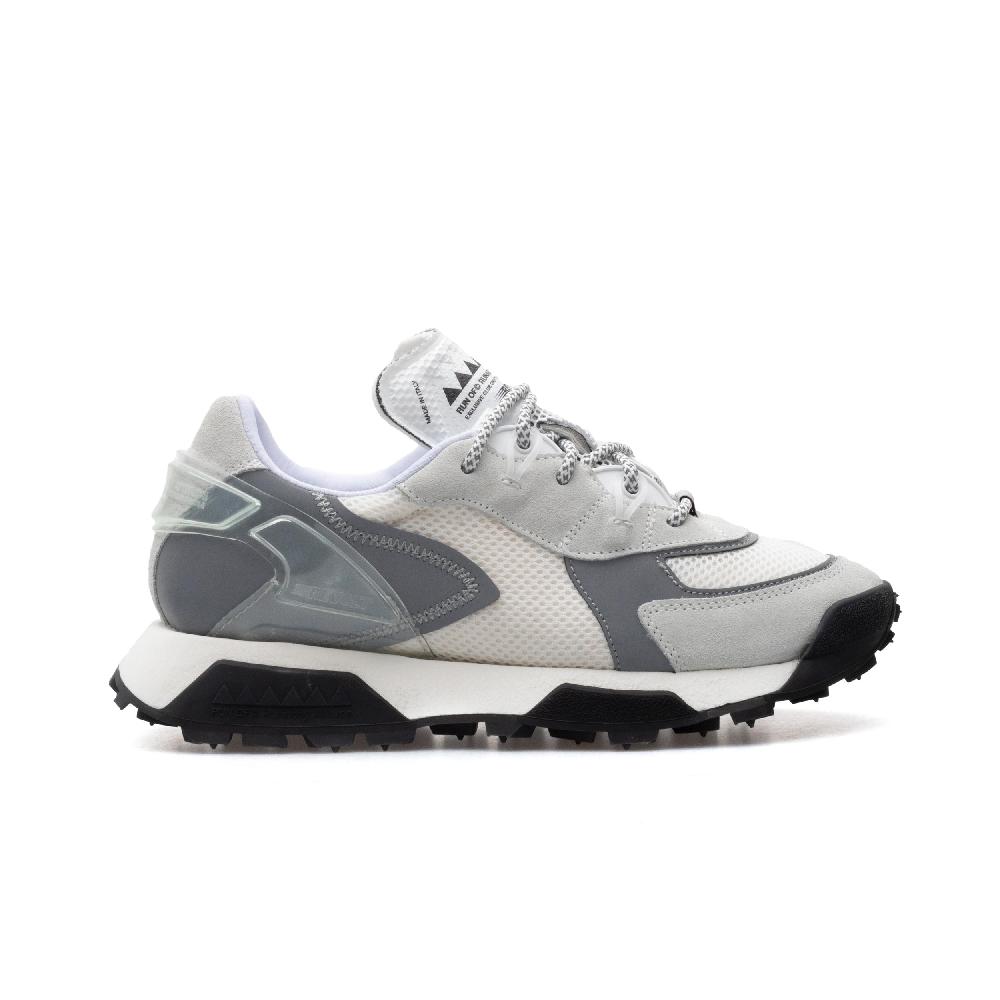 RUN OF R-White sneakers in pelle scamosciata grigio chiaro e mesh bianco
