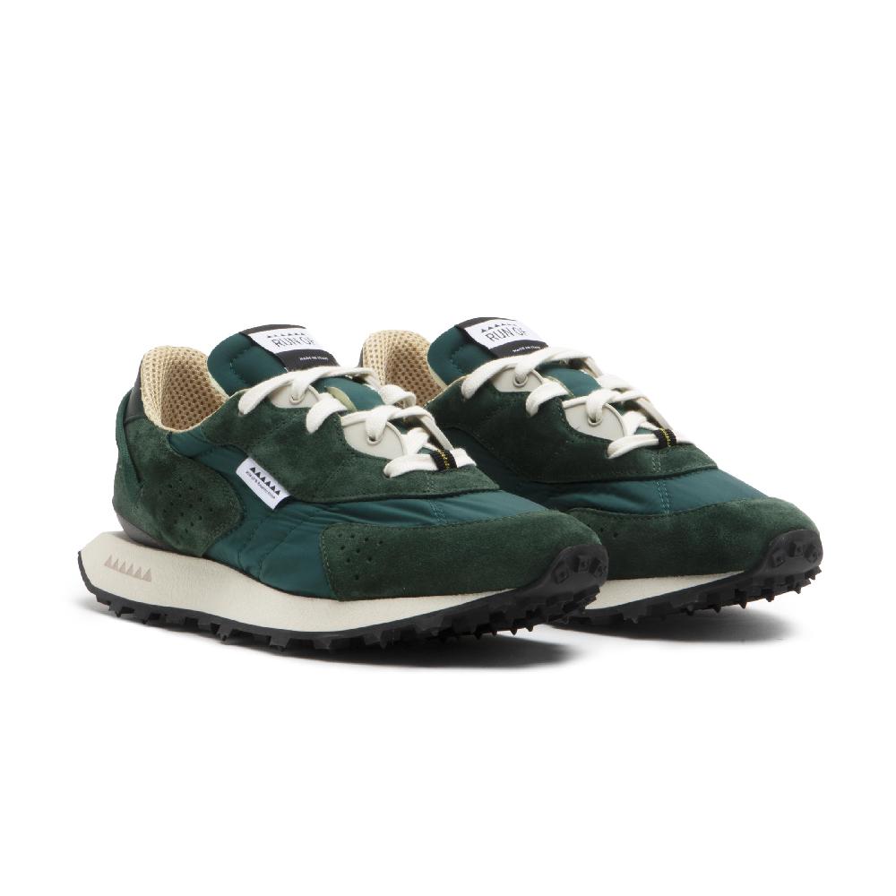 RUN OF Radon Sneakers In Pelle Scamosciata Verde E Nylon Verde