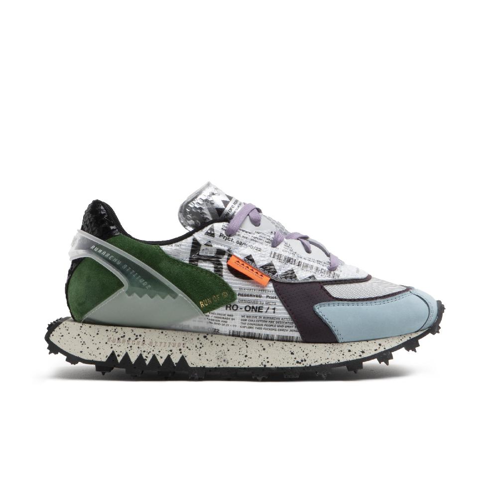 RUN OF Ro1 Blood sneakers in pelle nylon pelle scamosciata e rete