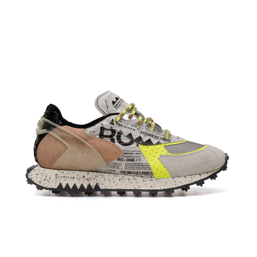 RUN OF Ro1 Raji sneakers in pelle nylon pelle scamosciata e rete