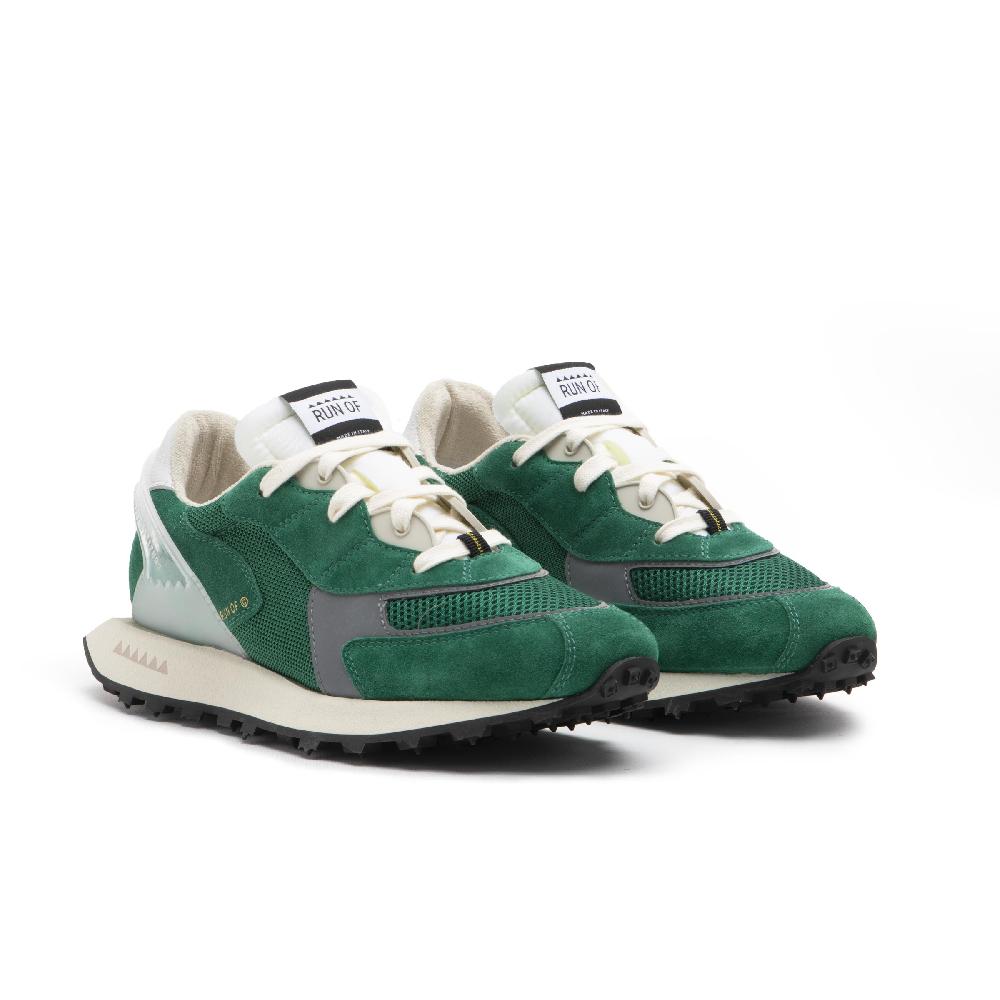 RUN OF Sneakers Grun In Pelle E Rete Con Talloncino In Pelle