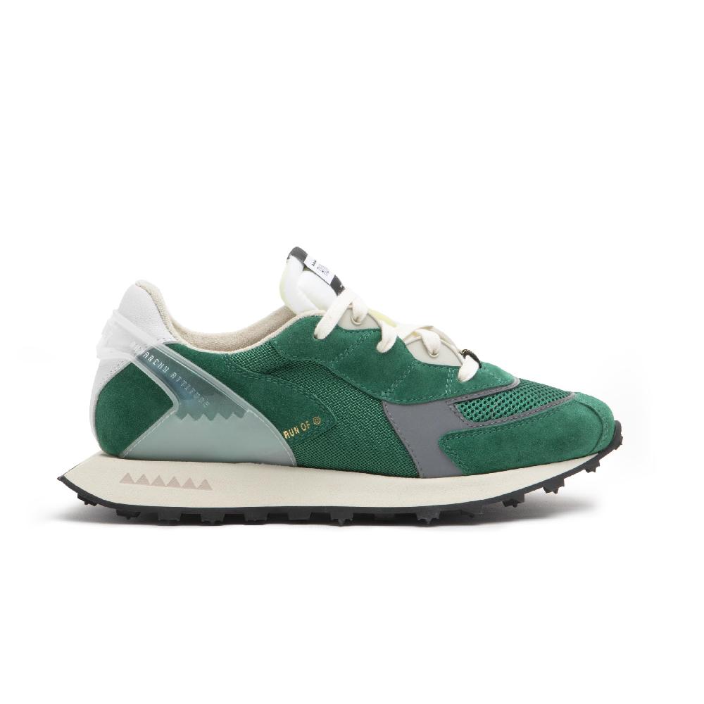 RUN OF sneakers Grun in pelle e rete con talloncino in pelle