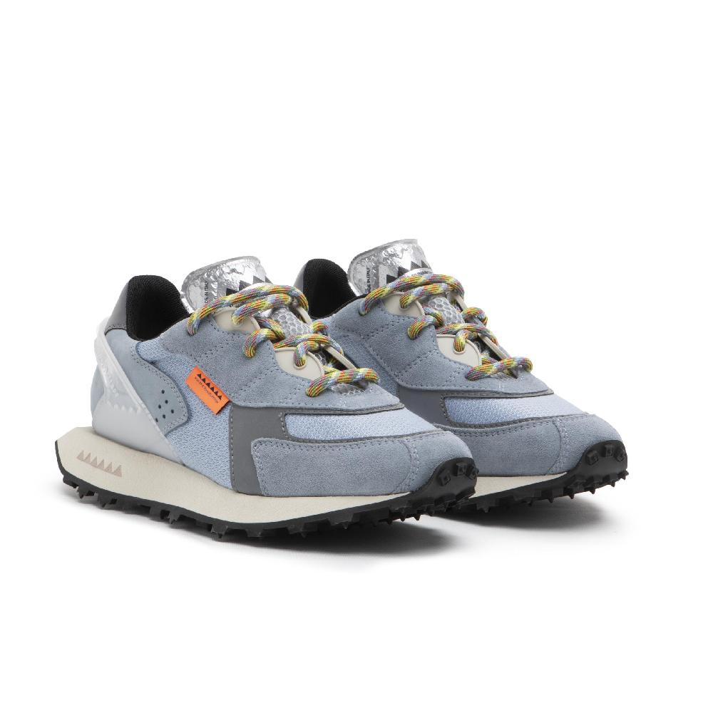 RUN OF Stramilano Sneakers Celesti In Pelle Scamosciata Nabuk E Nylon