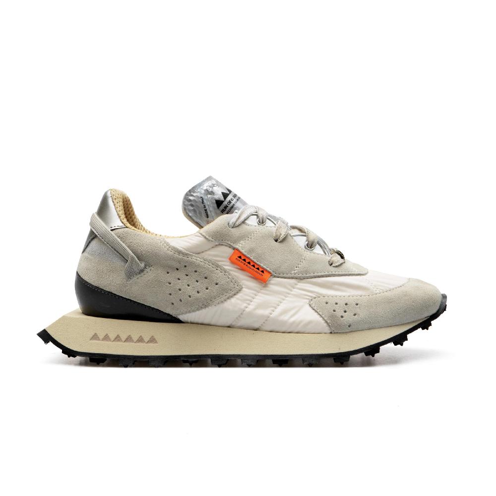 RUN OF Vaporix sneakers in pelle scamosciata stone e nylon con effetto vintage UV