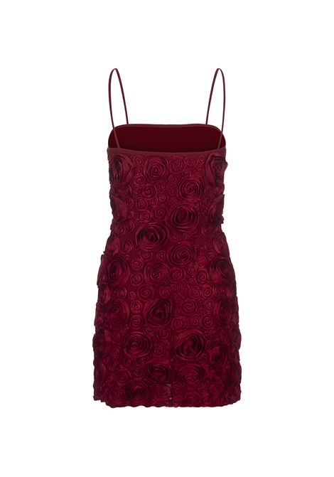BLUMARINE Abito A Sottoveste Rosso Con Ricamo Di Rose 3D - BLUMARINE