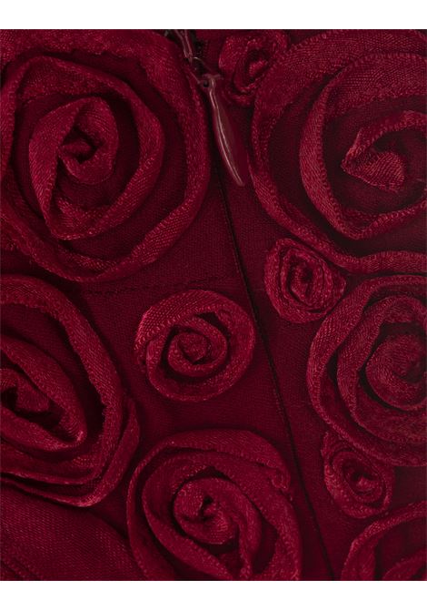 BLUMARINE Abito A Sottoveste Rosso Con Ricamo Di Rose 3D - BLUMARINE