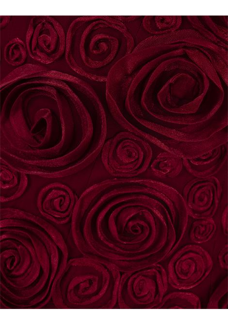 BLUMARINE Abito A Sottoveste Rosso Con Ricamo Di Rose 3D - BLUMARINE