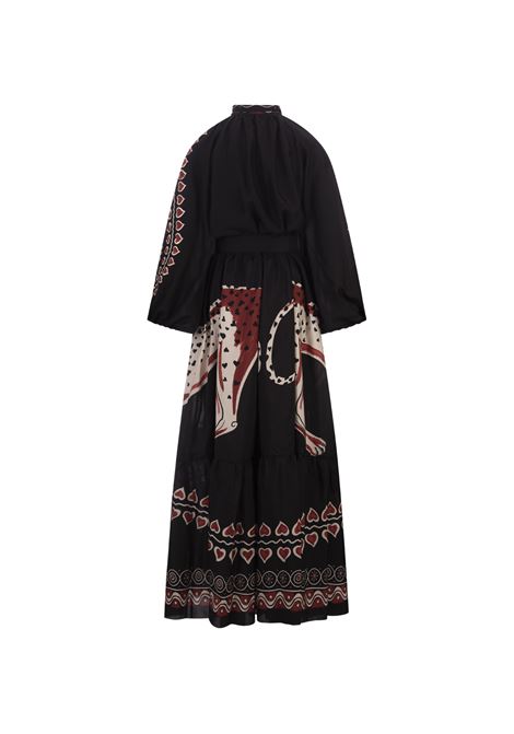 LA DOUBLE J Abito Athena In Gattopardo Placée Black In Silk Voile - LA DOUBLE J