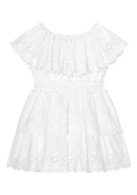 DOLCE & GABBANA KIDS Abito Bianco In Pizzo Sangallo Con Balze - DOLCE & GABBANA KIDS
