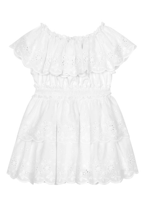 DOLCE & GABBANA KIDS Abito Bianco In Pizzo Sangallo Con Balze - DOLCE & GABBANA KIDS