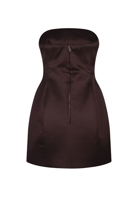 ERMANNO SCERVINO Abito Bustier Corto In Satin Marrone - ERMANNO SCERVINO
