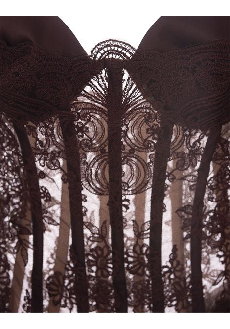 ERMANNO SCERVINO Abito Bustier Marrone In Pizzo Con Gonna In Seta - ERMANNO SCERVINO