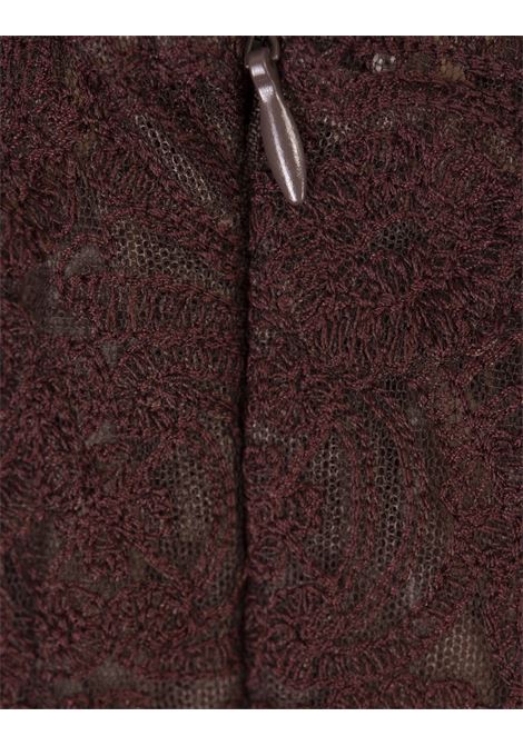 ERMANNO SCERVINO Abito Bustier Marrone In Pizzo Con Gonna In Seta - ERMANNO SCERVINO