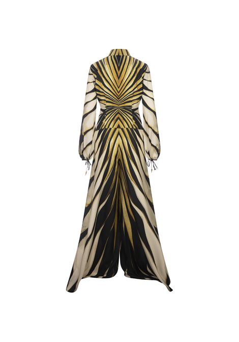 ROBERTO CAVALLI Abito Chemisier In Seta Con Stampa Ray Of Gold - ROBERTO CAVALLI