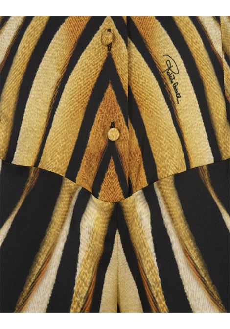 ROBERTO CAVALLI Abito Chemisier In Seta Con Stampa Ray Of Gold - ROBERTO CAVALLI