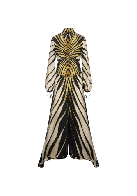 ROBERTO CAVALLI Abito Chemisier In Seta Con Stampa Ray Of Gold - ROBERTO CAVALLI
