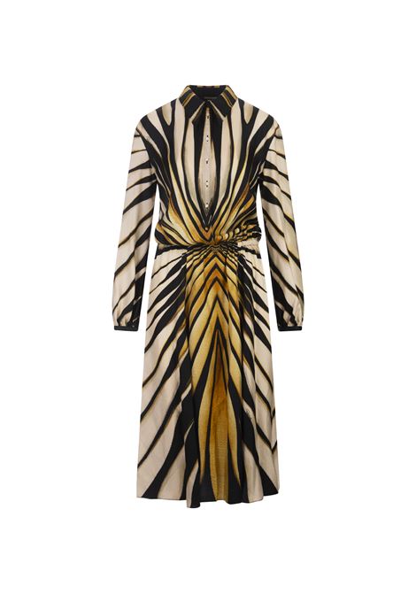 ROBERTO CAVALLI Abito Chemisier In Seta Stampata Ray Of Gold - ROBERTO CAVALLI
