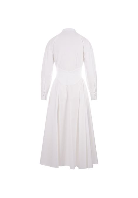 ALEXANDER MCQUEEN Abito Chemisier Midi Corsetto Bianco - ALEXANDER MCQUEEN