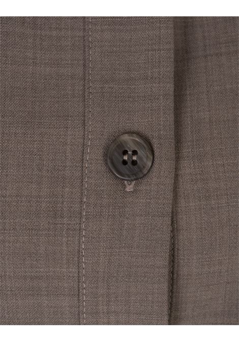 PAROSH Abito Chemisier Midi Lille In Lana Stretch Taupe - PAROSH