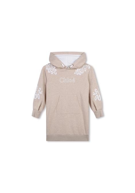 CHLOÉ KIDS Abito Con Cappuccio Beige Marl - CHLOÉ KIDS