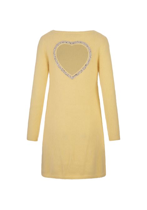 BLUMARINE Abito Corto Giallo Con Cut-Out A Cuore E Cristalli - BLUMARINE