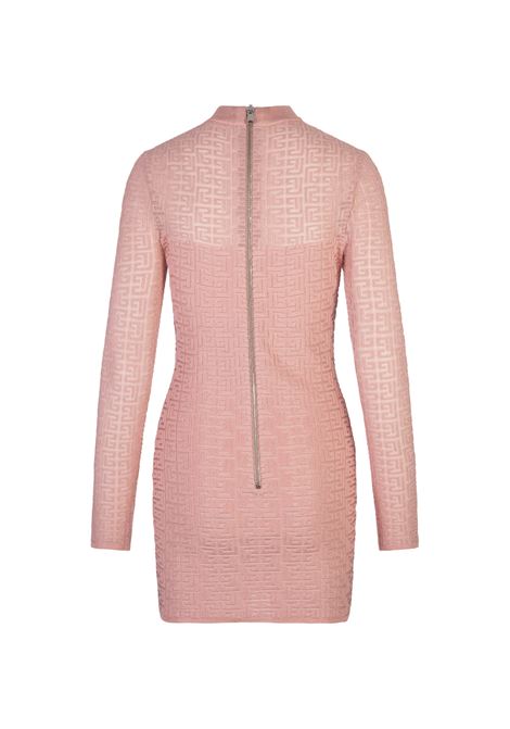 BALMAIN Abito Corto In Maglia Rosa Con Monogramma PB Labirinto - BALMAIN