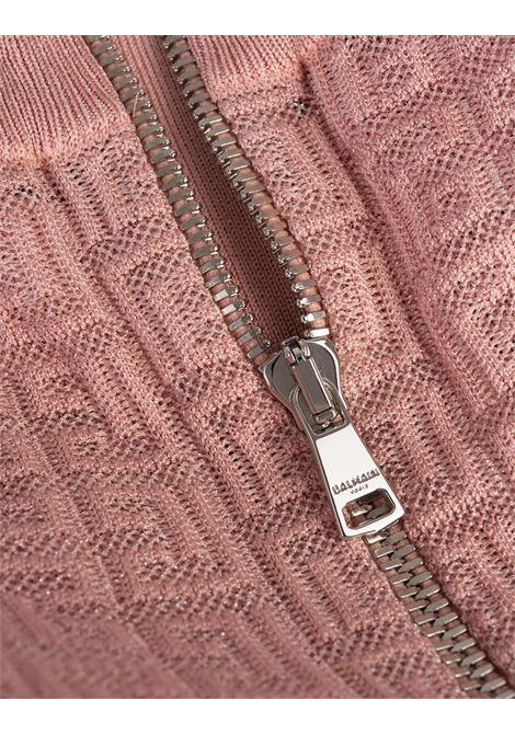 BALMAIN Abito Corto In Maglia Rosa Con Monogramma PB Labirinto - BALMAIN