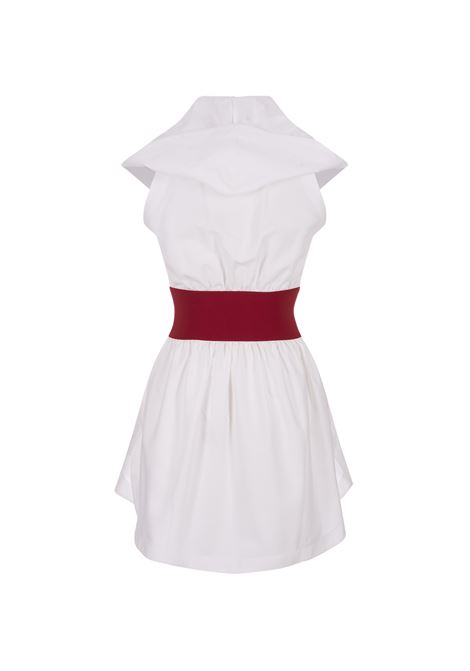 ALAIA Abito Corto In Piqué Bianco Con Cappuccio - ALAIA