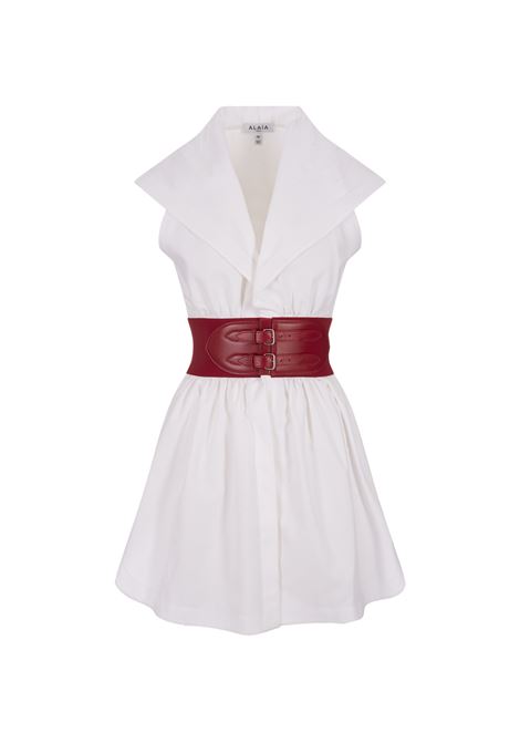 ALAIA Abito Corto In Piqué Bianco Con Cappuccio - ALAIA