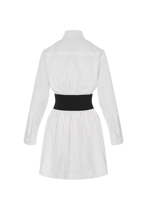 ALAIA Abito Corto In Popeline Bianco Con Cintura - ALAIA
