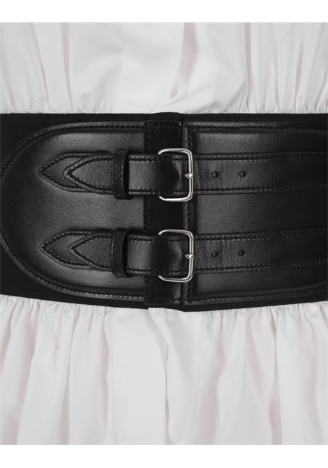 ALAIA Abito Corto In Popeline Bianco Con Cintura - ALAIA