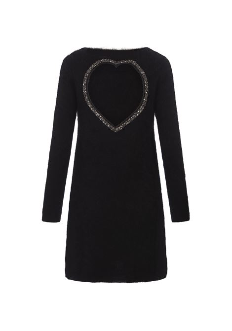 BLUMARINE Abito Corto Nero Con Cut-Out A Cuore E Cristalli - BLUMARINE