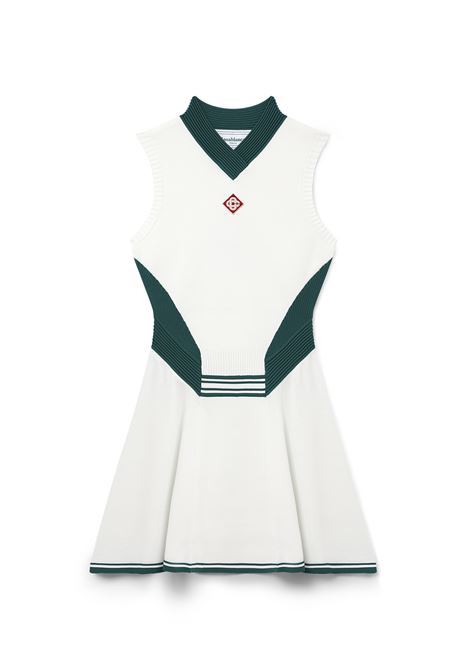 CASABLANCA Abito Draped Tennis Bianco e Verde - CASABLANCA