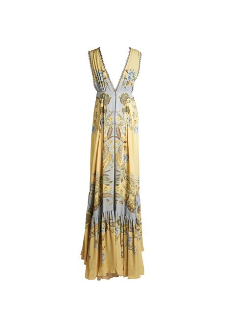 ETRO Abito Giallo In Crepe De Chine Con Stampa - ETRO