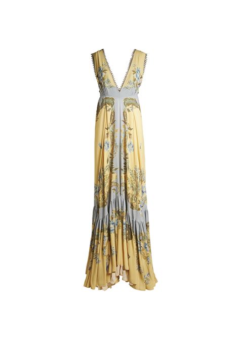 ETRO Abito Giallo In Crepe De Chine Con Stampa - ETRO