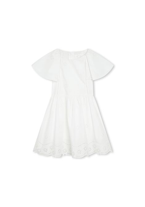 CHLOÉ KIDS Abito In Cotone Bianco Con Stelle - CHLOÉ KIDS