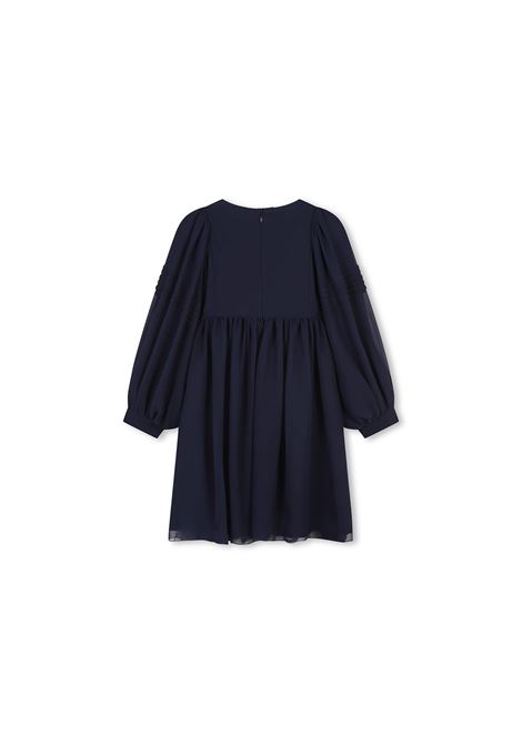 CHLOÉ KIDS Abito In Crepe Di Seta Blu Navy - CHLOÉ KIDS