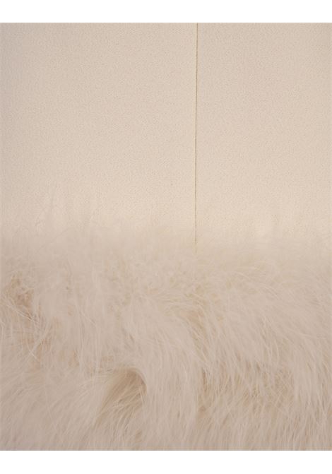 BLUMARINE Abito In Crepe Sable Bianco Con Piume Di Marabou - BLUMARINE