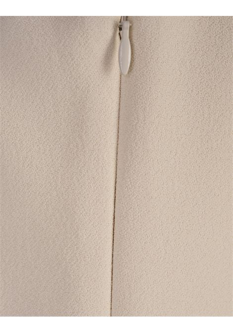 BLUMARINE Abito In Crepe Sable Bianco Con Piume Di Marabou - BLUMARINE