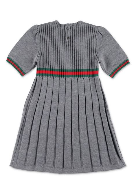 GUCCI KIDS Abito In Lana Grigia Con Nastro Web - GUCCI KIDS
