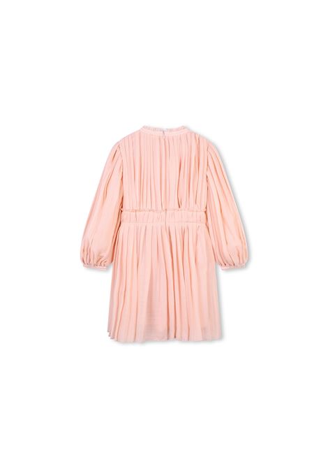 CHLOÉ KIDS Abito In Lana Plissettata Washed Pink - CHLOÉ KIDS