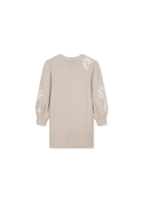 CHLOÉ KIDS Abito In Maglia Beige Marl Con Ricami - CHLOÉ KIDS
