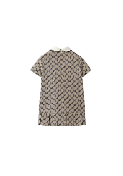 GUCCI KIDS Abito In Tessuto GG Beige E Blu - GUCCI KIDS