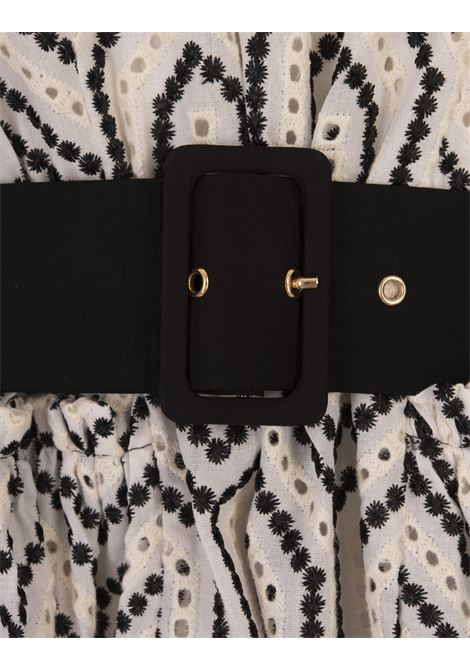 LA DOUBLE J Abito Jackie Mini In Solid Ivory In Cotton Sangallo - LA DOUBLE J