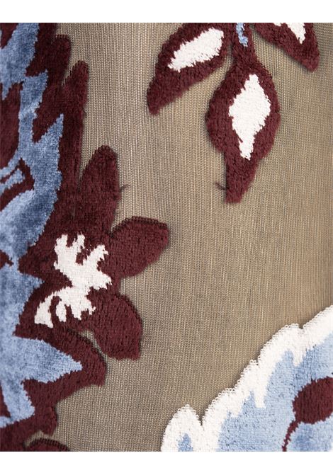 ETRO Abito Lungo Azzurro In Tulle Jacquard Velluto - ETRO