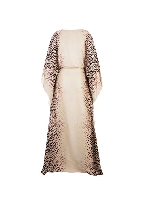 ROBERTO CAVALLI Abito Lungo Beige Chiaro Con Motivo Leopard - ROBERTO CAVALLI