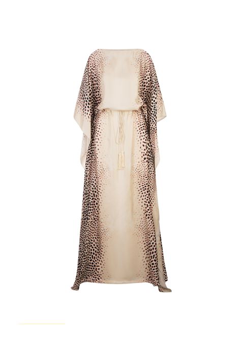 ROBERTO CAVALLI Abito Lungo Beige Chiaro Con Motivo Leopard - ROBERTO CAVALLI