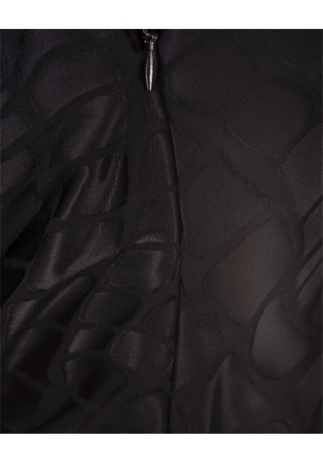 BLUMARINE Abito Lungo Devoré Nero Con Spacco - BLUMARINE